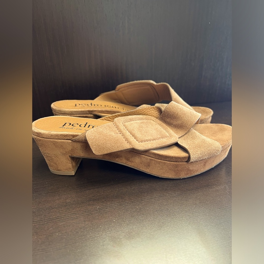 Pedro Garcia Brown Suede Low Heel Slide Sandals